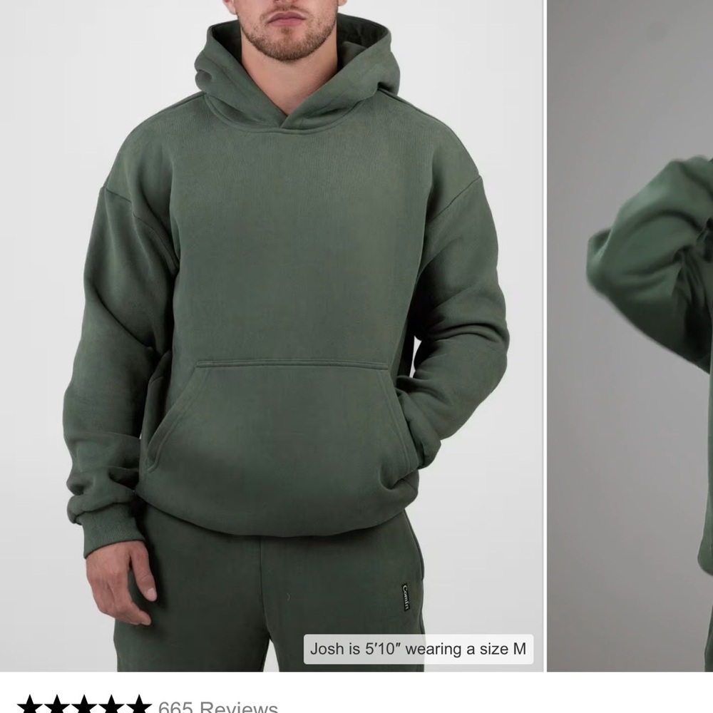 NWT Men's Forest Green Comfrt “The Standard” Hoodie size Large